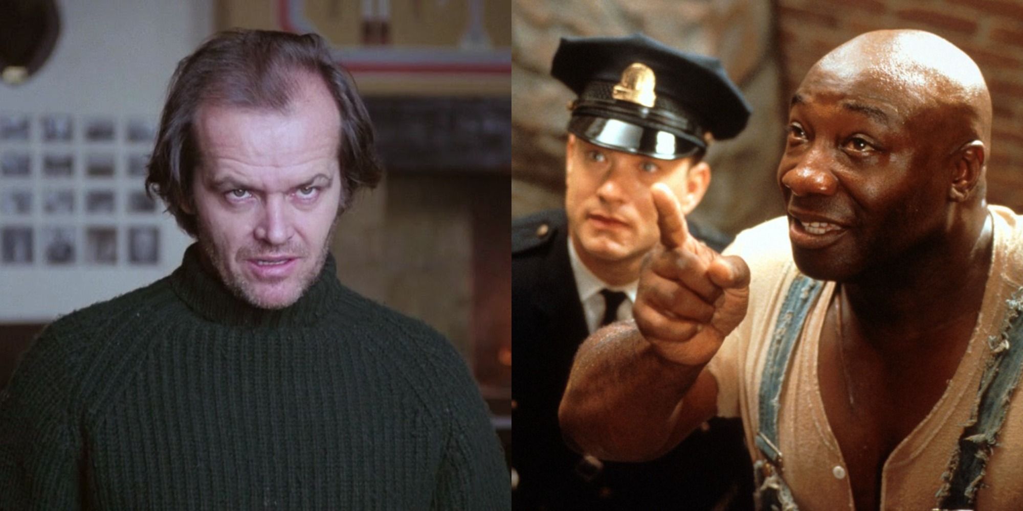 Split image showing Jack in The Shining and Paul and John in The Green Mile