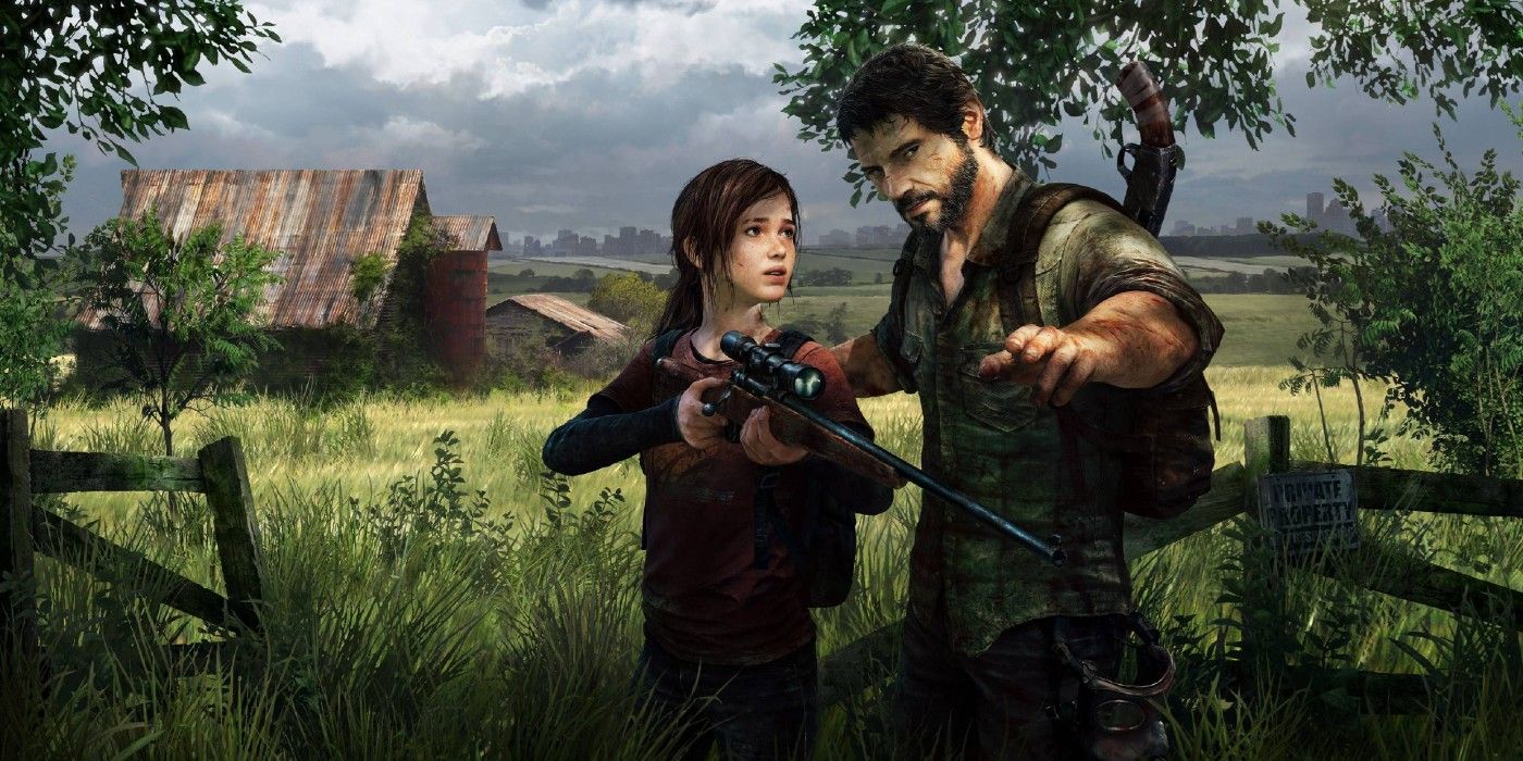 Joel shows Ellie how to shoot in The Last of Us video game