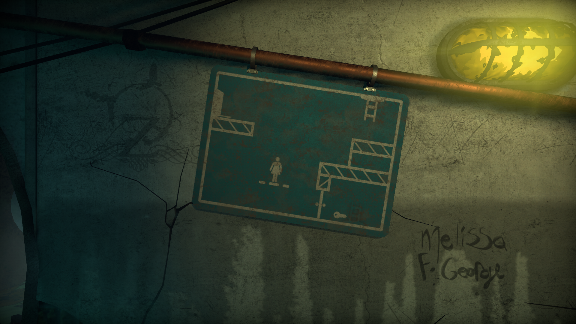 Pedestrian Sewer Level Puzzle with a key and secret room