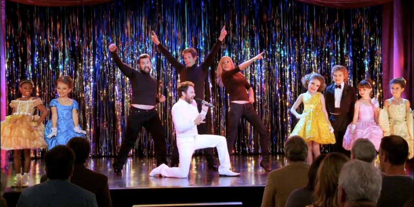 The gang performs on stage in It's Always Sunny in Philadelphia.