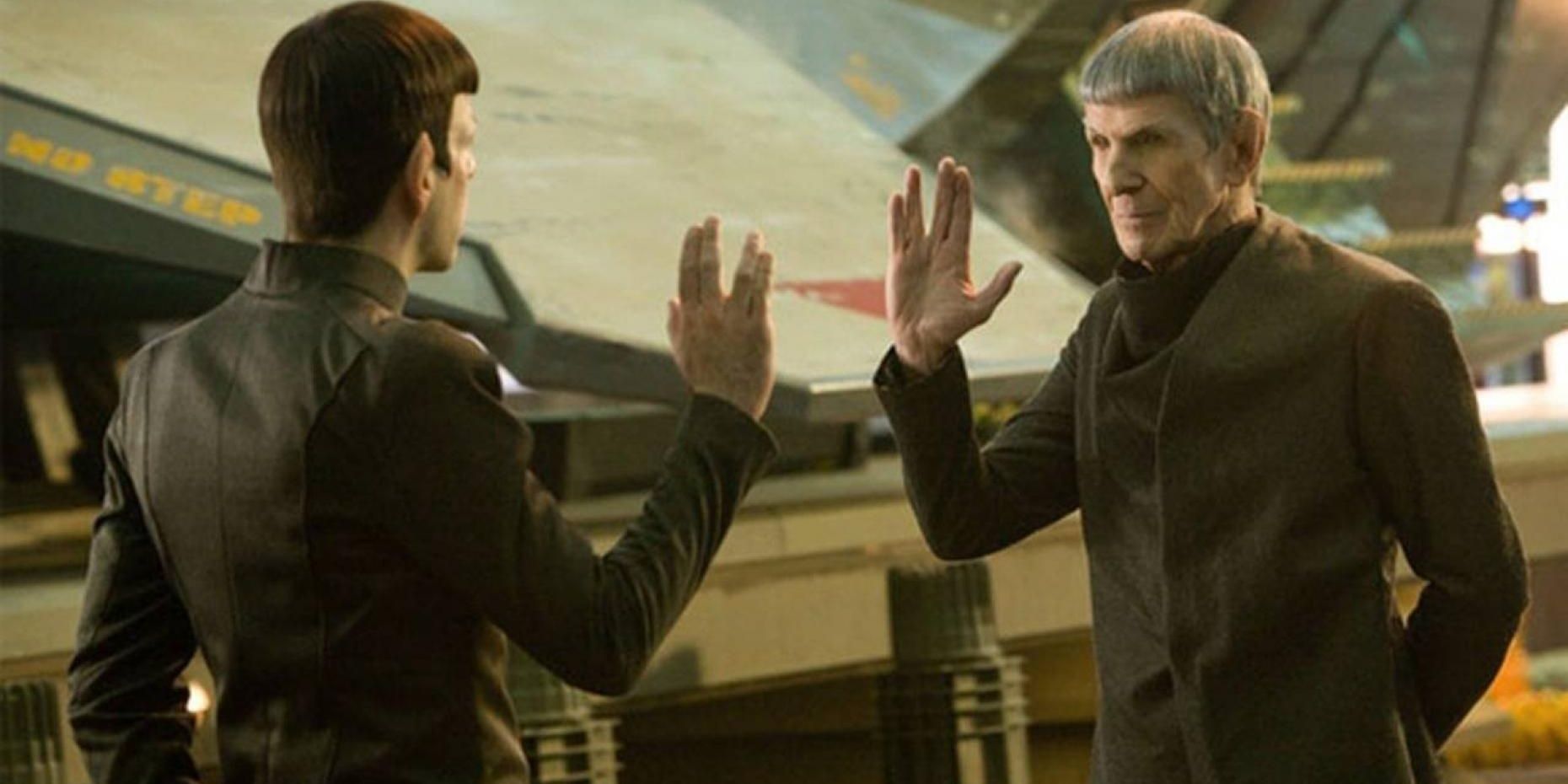 The two Spocks meet in Star Trek 2009