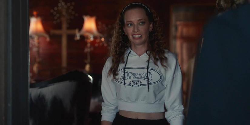 Tiffany in a white hoodie in The Righteous Gemstones
