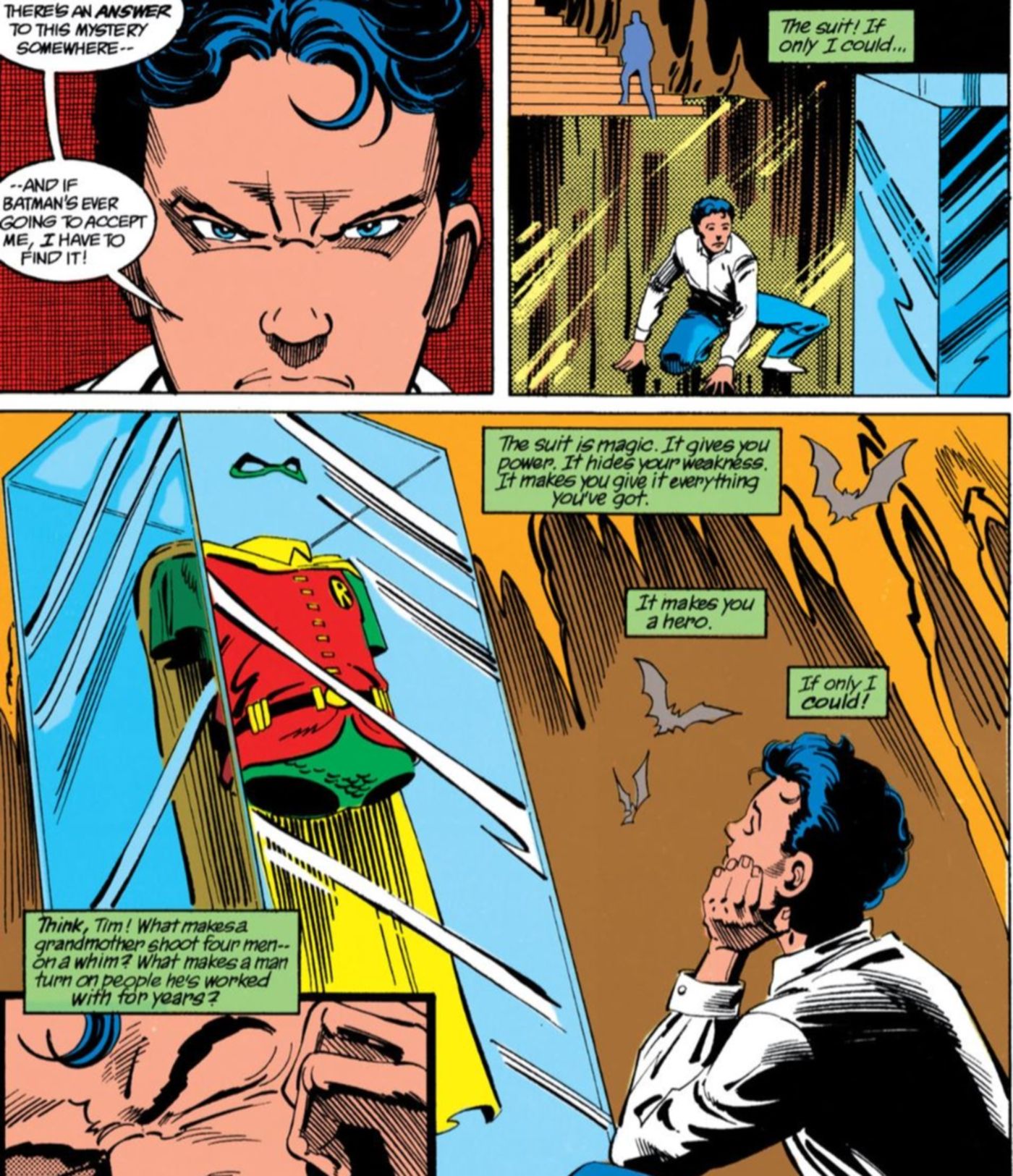 Tim Drake Looks Up To The Robin Costume Batman DC Comics 