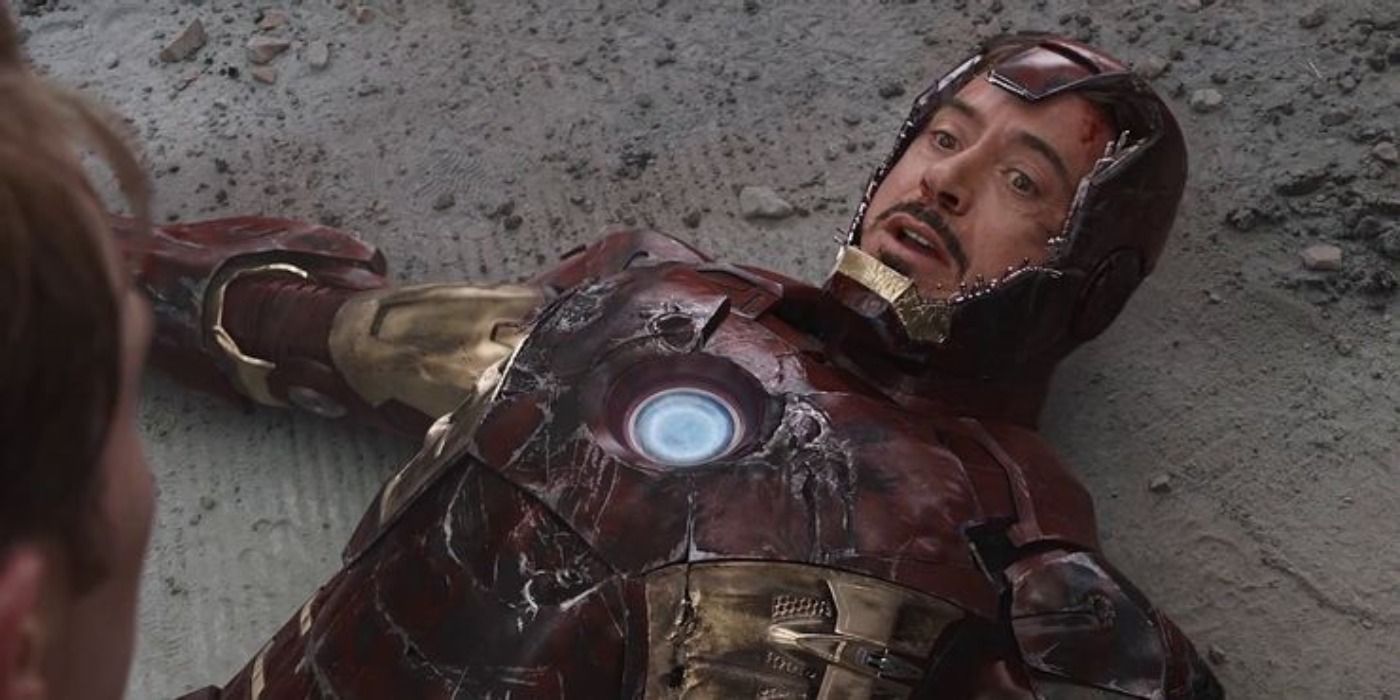 Tony Stark lying on the floor after The Battle of New York in The Avengers