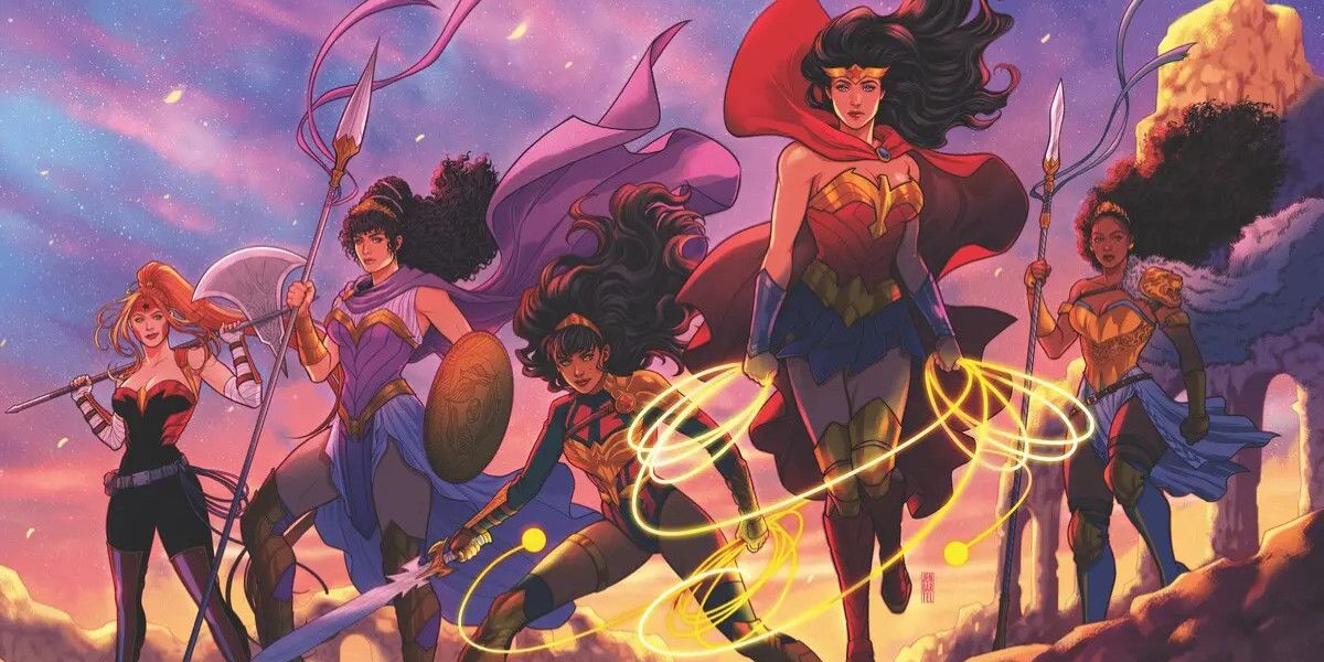 Wonder Woman leads the Amazons at dusk in Trial of the Amazons # 1
