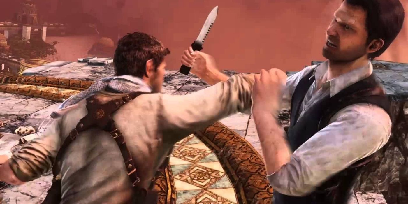 Nate fights Talbot in Uncharted Drake's Fortune