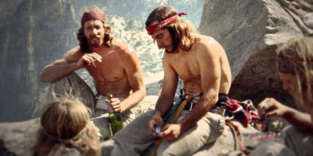 A photo of rock climbers drinking and chatting from Valley Uprising