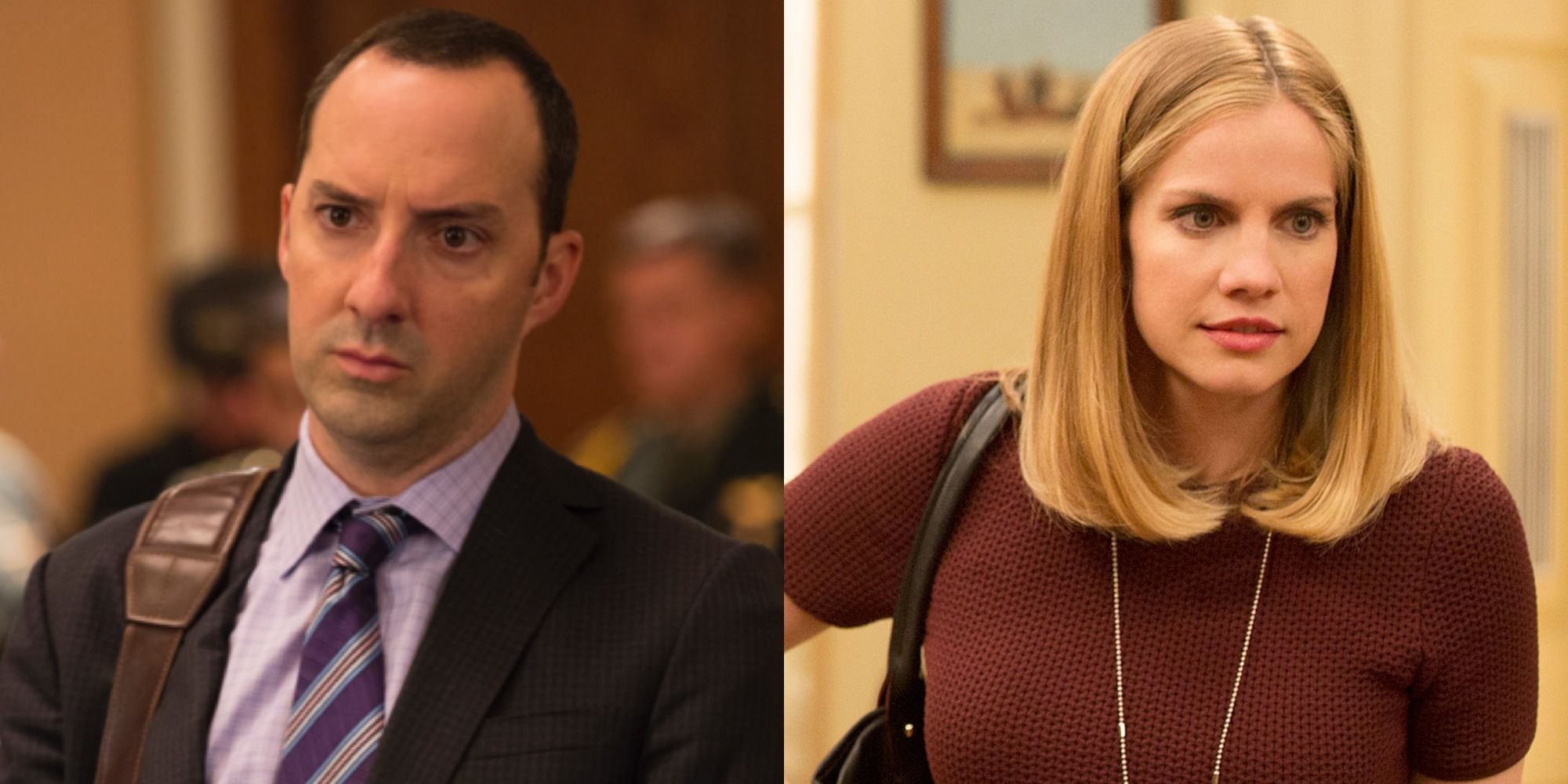 Split image showing Gary and Amy in Veep