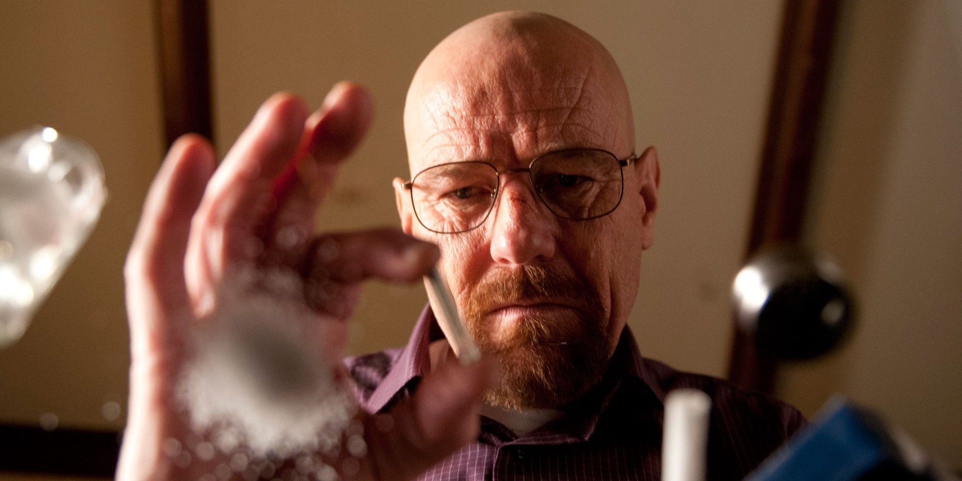 Walter White inspects his product in breaking bad