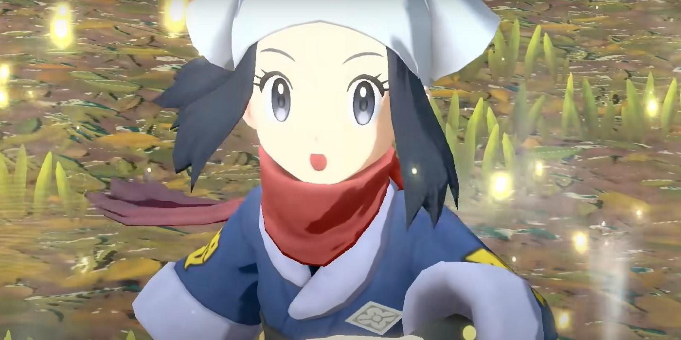 Akari looking schoked in Pokémon Legends Arceus.