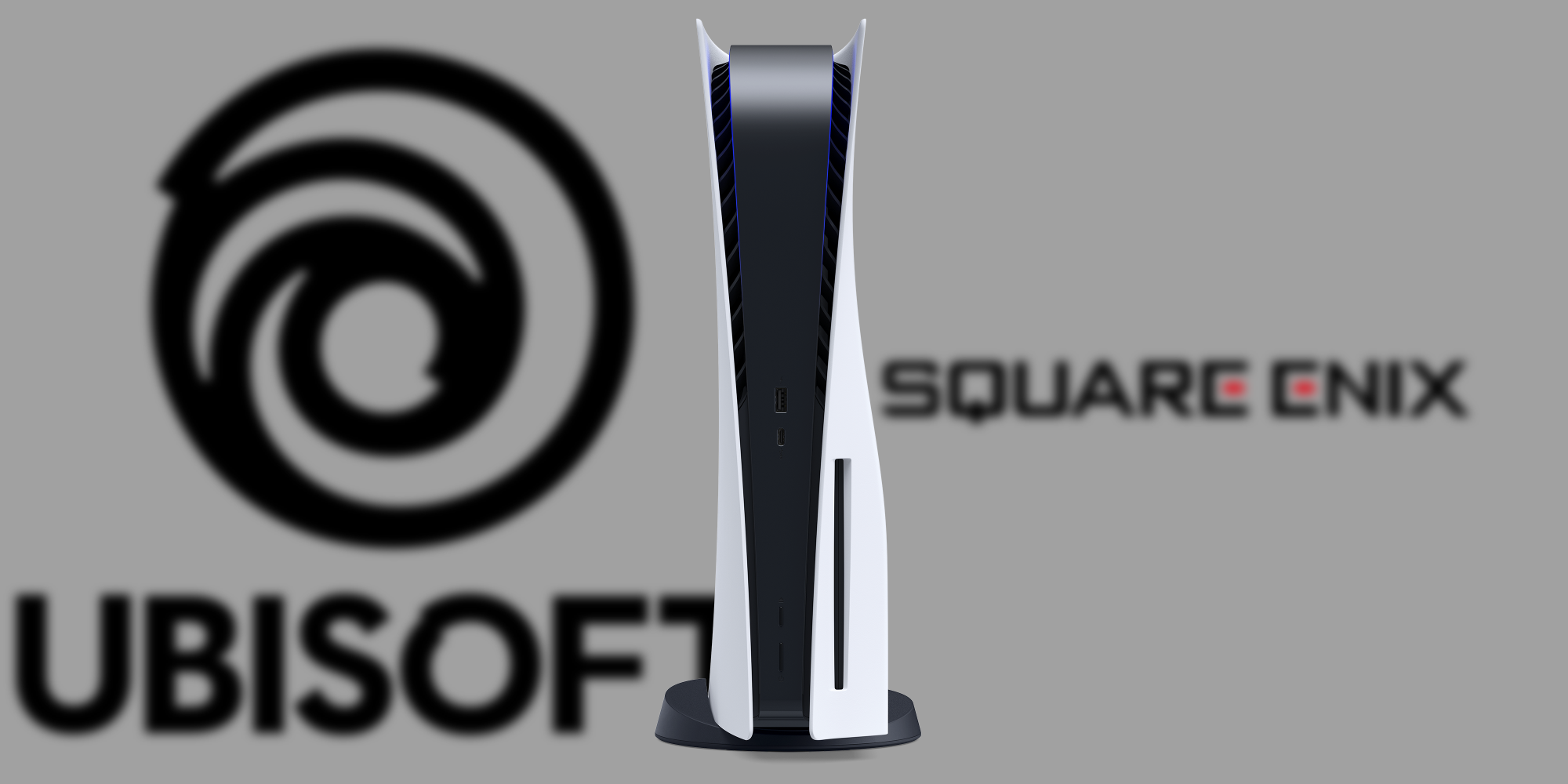 ps5 with blurred ubisoft and square enix logos