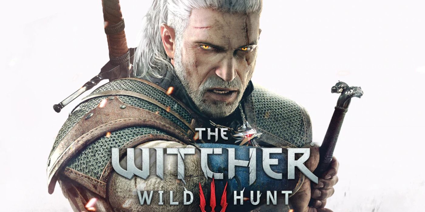 Geralt drawing his sword in The Witcher 3 promo art