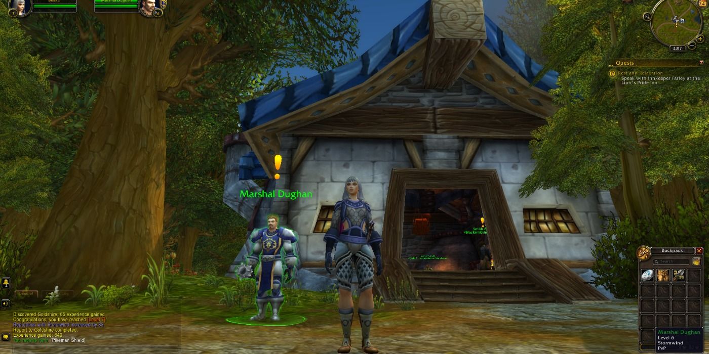 A human character in the World of Warcraft early-game areas