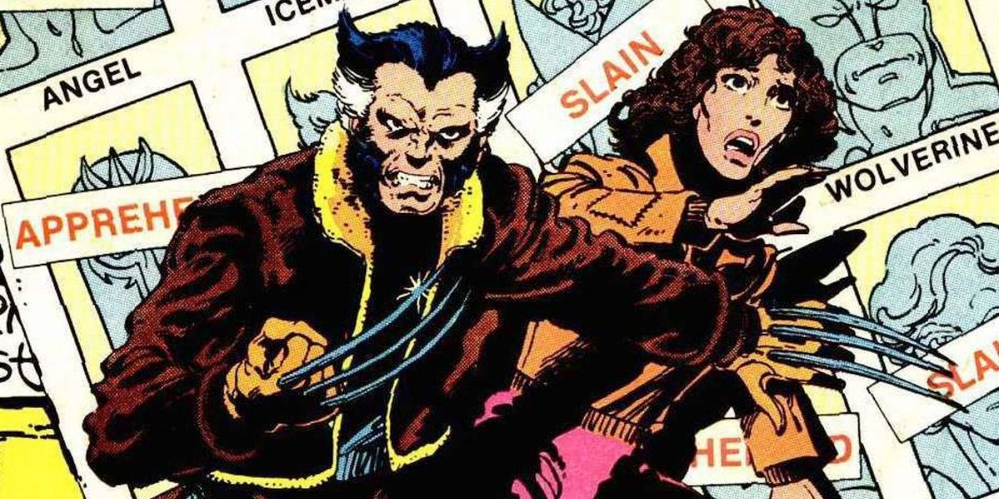 Wolverine shielding Kitty Pryde in cover art for Days of Future Past