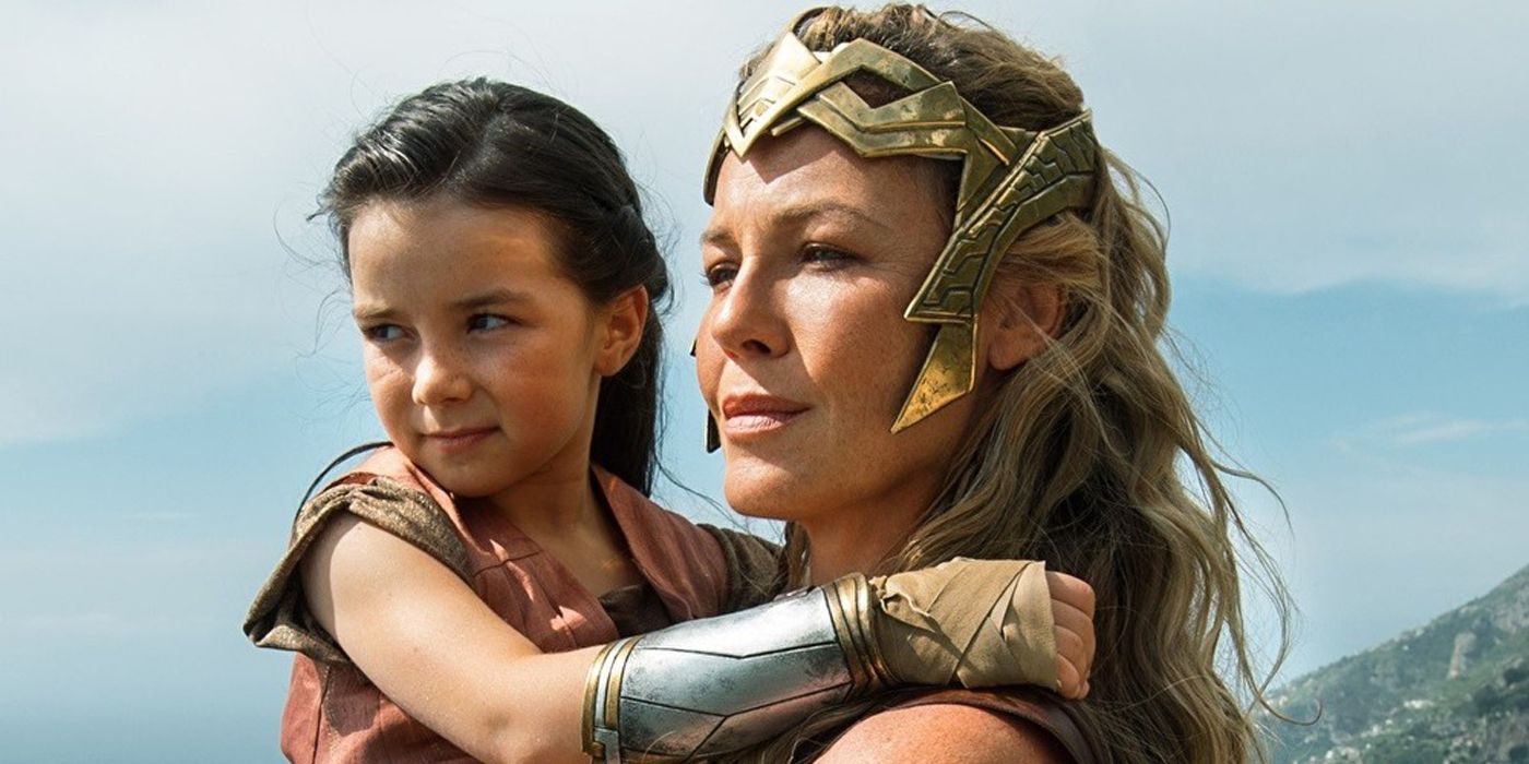 Wonder Woman's mom holding her while she was a child in the movie.