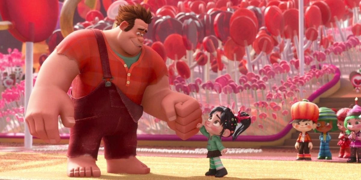 Ralph and Vanellope fist bumping in Wreck-It Ralph