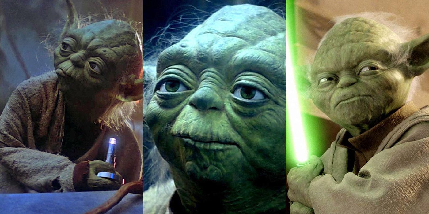 Split image of Yoda from Star Wars
