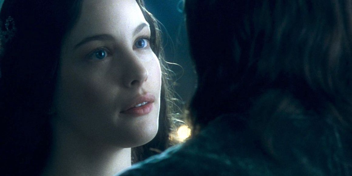Arwen stares into Aragorn's eyes