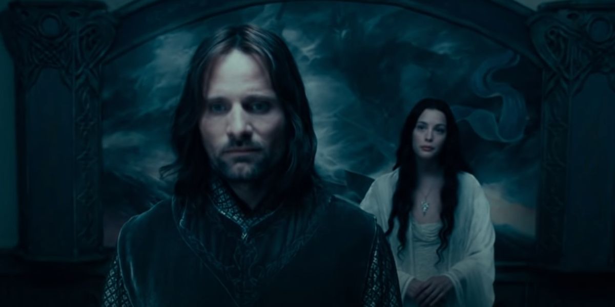Arwen confronts Aragorn in Rivendell by the shards of Narsil