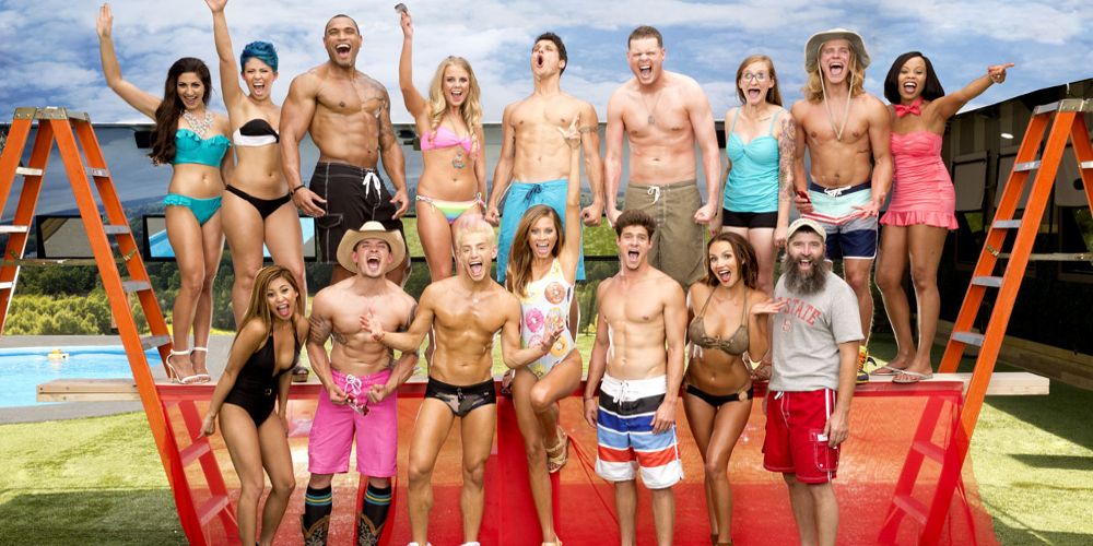 The cast of Big Brother 16 poses outdoors