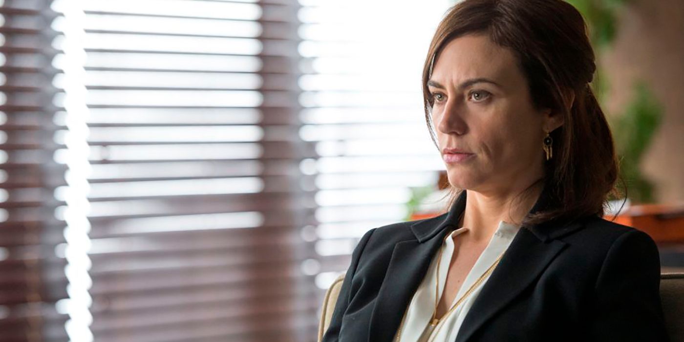 Wendy Rhoades sitting in her office with a client on Billions.