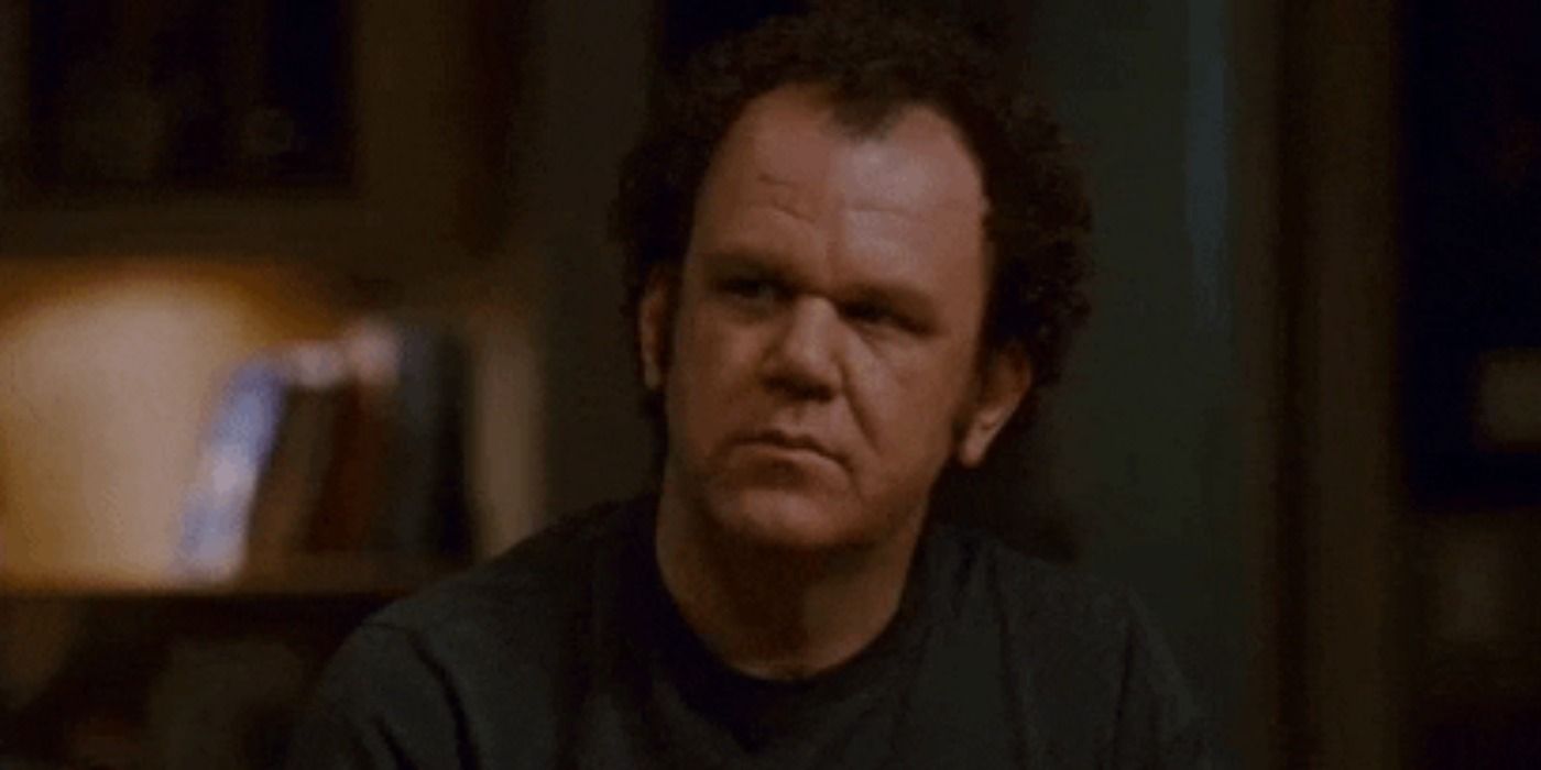 Dale looking grumpy at dinner in Step Brothers.
