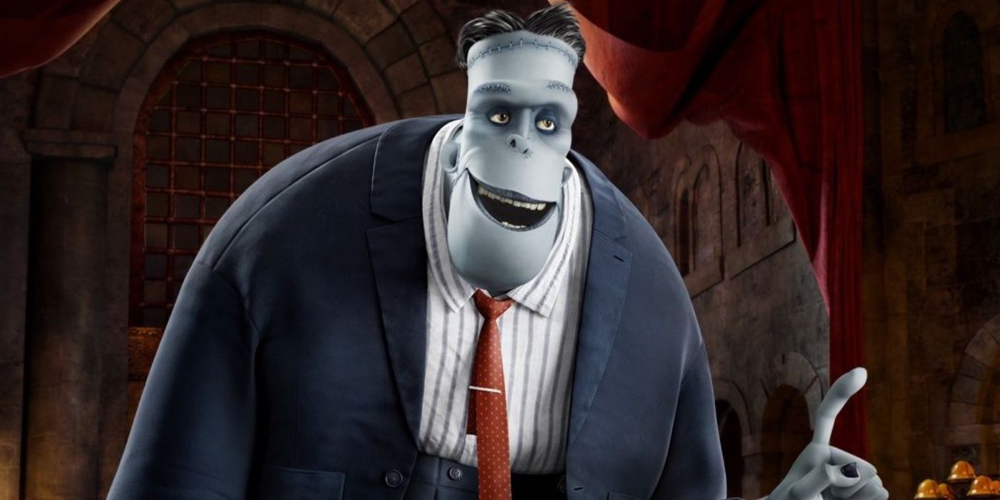 Frank smiling and talking in hotel transylvania