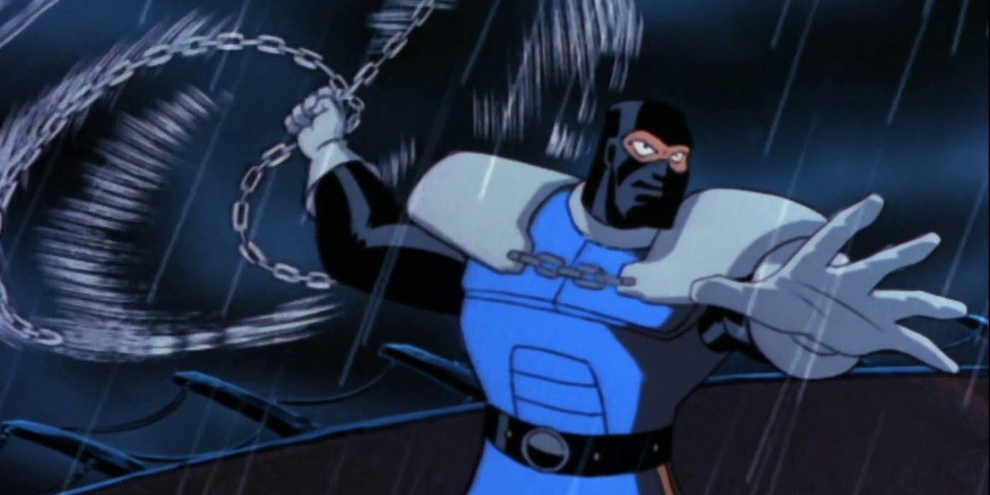 Lock-Up wielding a chain as a weapon in Lock-Up of The New Batman Adventures