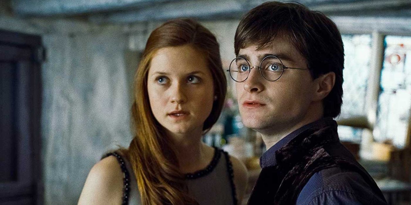 Harry and Ginny stare at George in Harry Potter