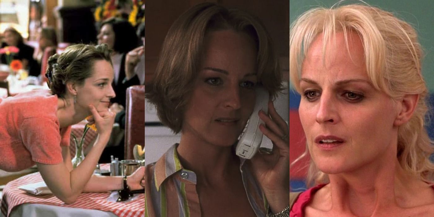 Collage of Helen Hunt in Cast Away, As Good As It Gets, and Pay It Forward.