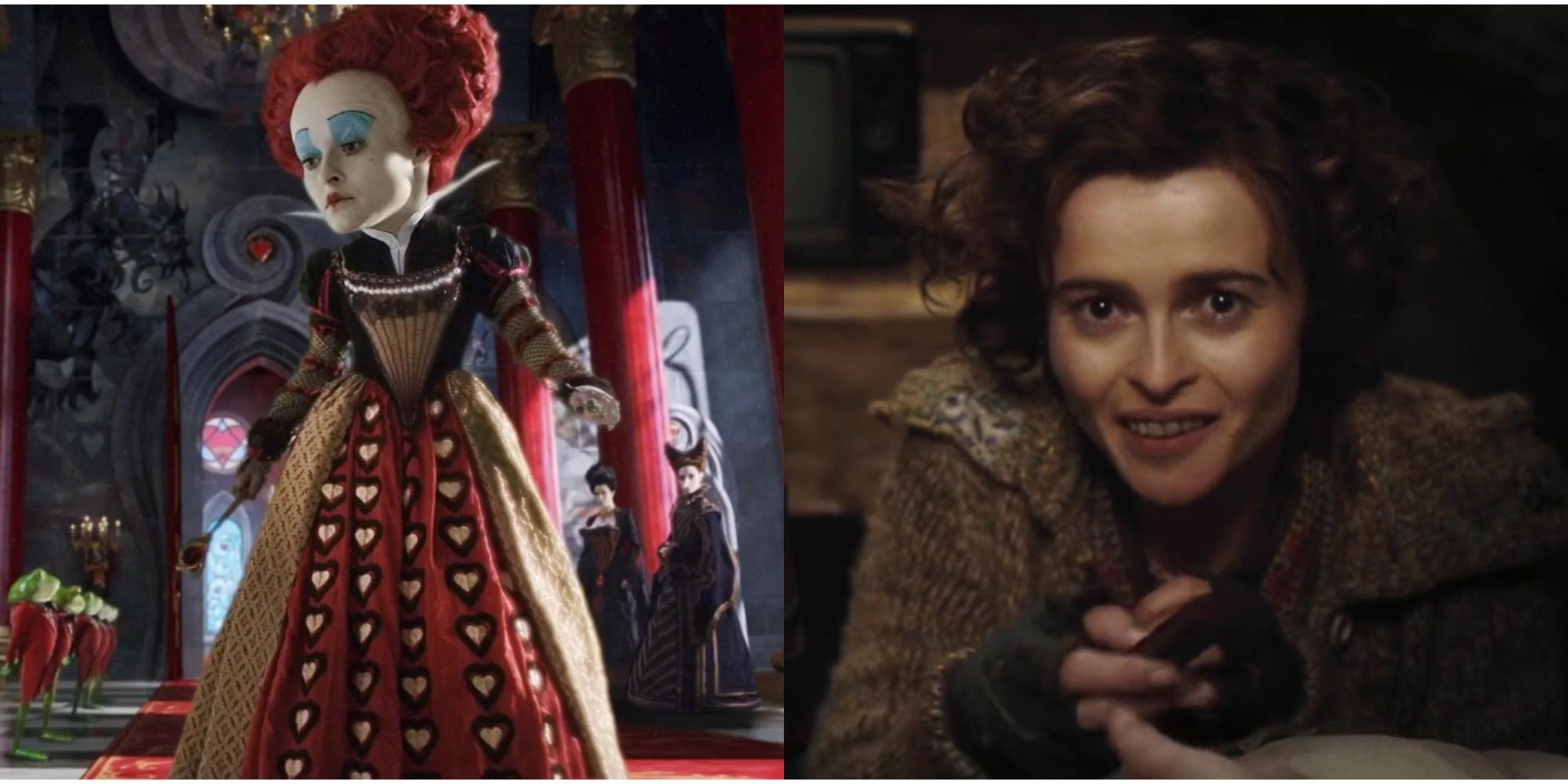 Helena Bonham Carter in Alice in Wonderland and Charlie and the Chocolate Factory