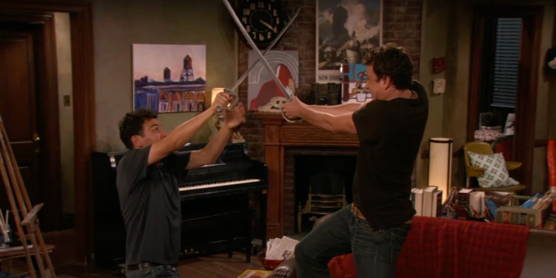 Ted e Marshall lutam com espadas em How I Met Your Mother