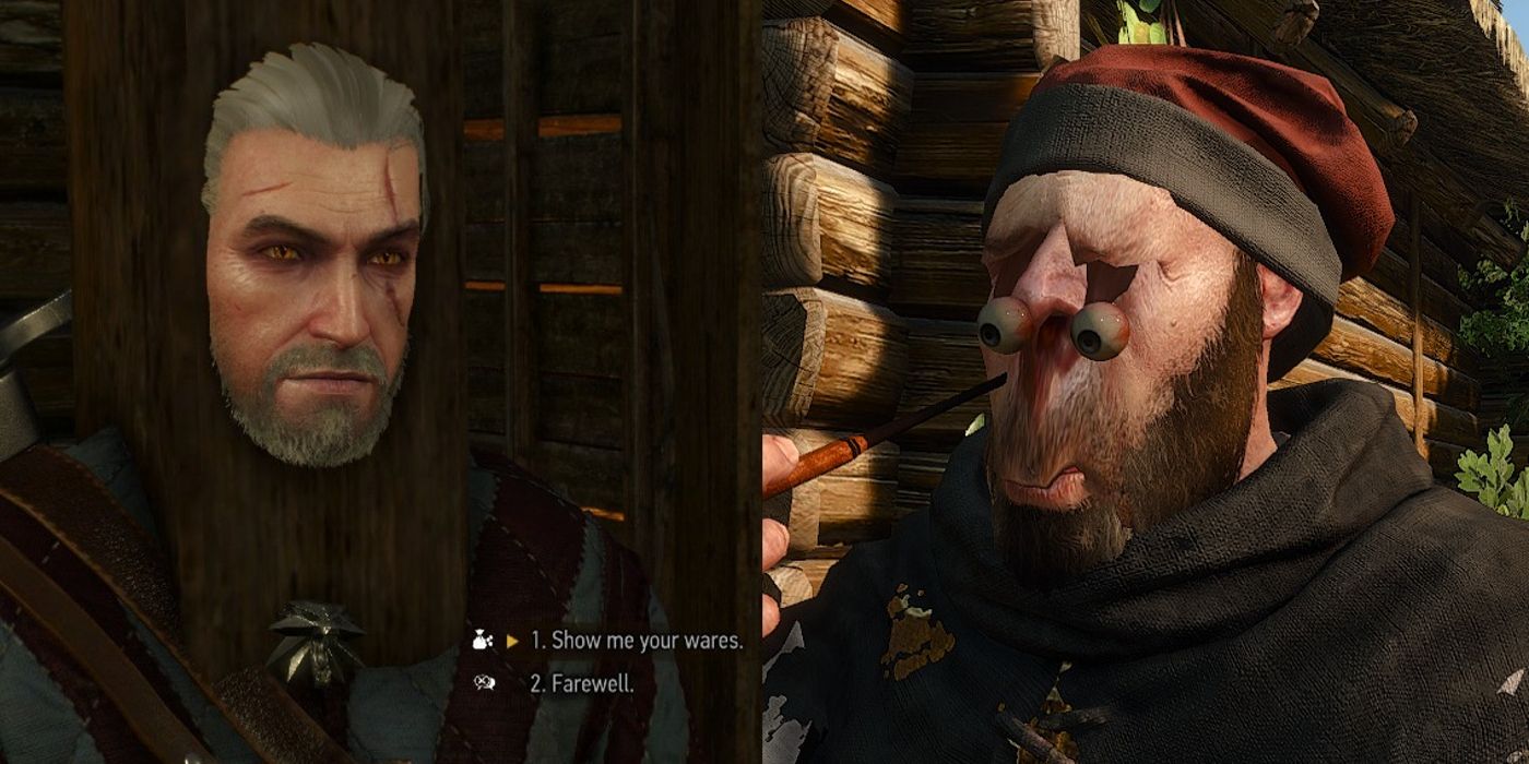 Geralt has his head stuck in a wooden post and a squire's face melts in The Witcher 3