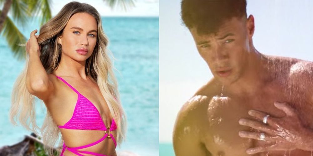 Olga poses in a pink bikini and Jackson poses shirtless for Too Hot To Handle Season 3
