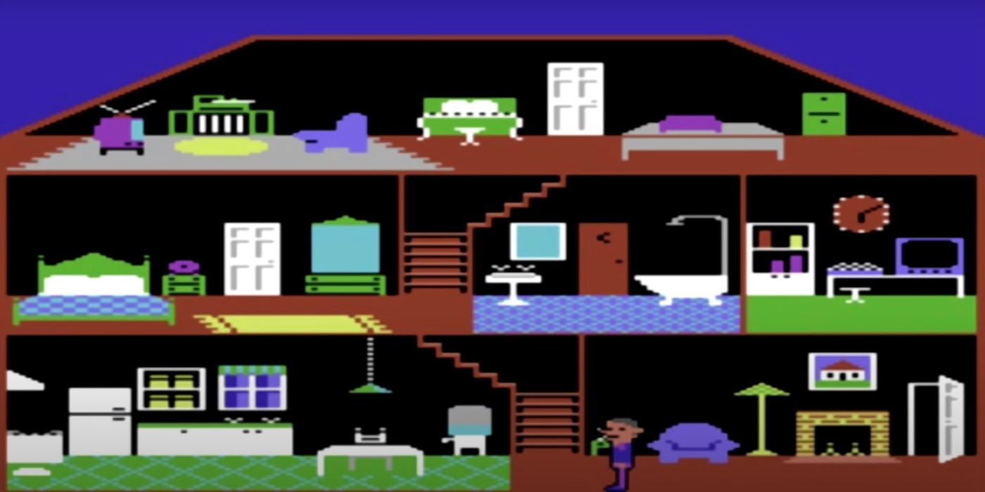 A screenshot of the game Little Computer People on the Commodore 64.