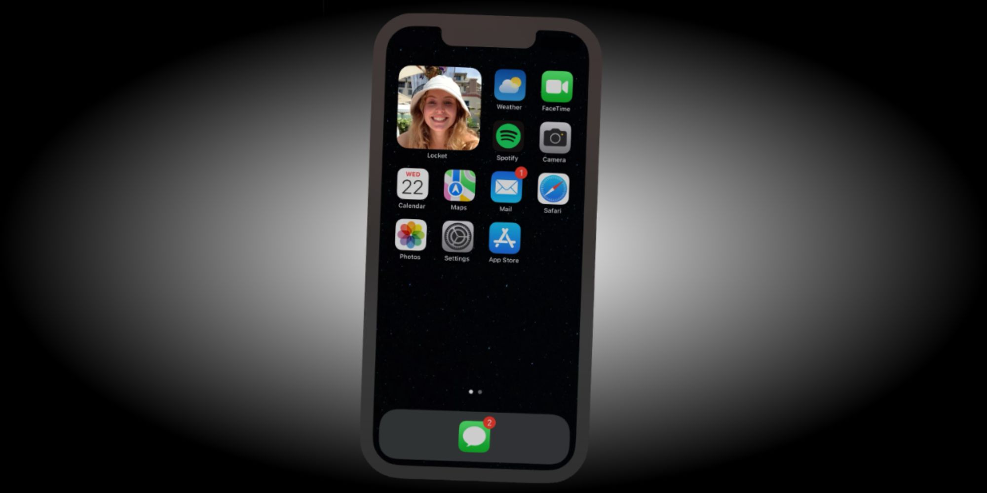 Médaillon Widget sur l'écran d'accueil de l'iPhone
