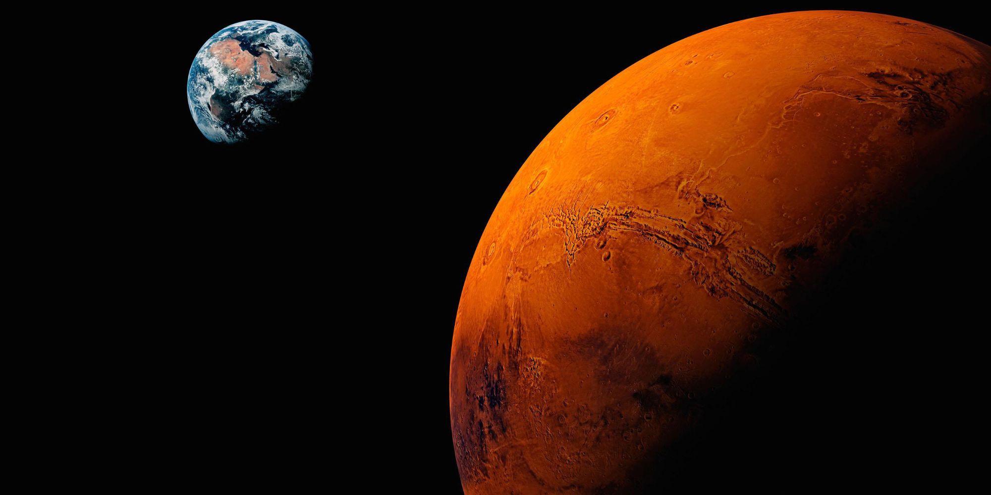 A great distance between Mars and Earth