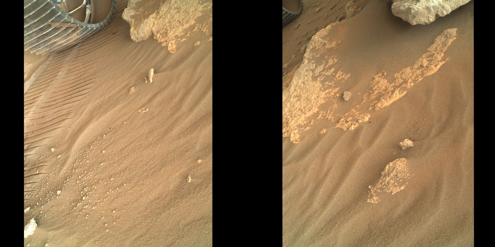 Two Perseverance photos of the Mars ground