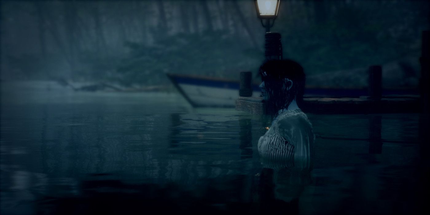 A woman on a lake in the demo game for Martha Is Dead
