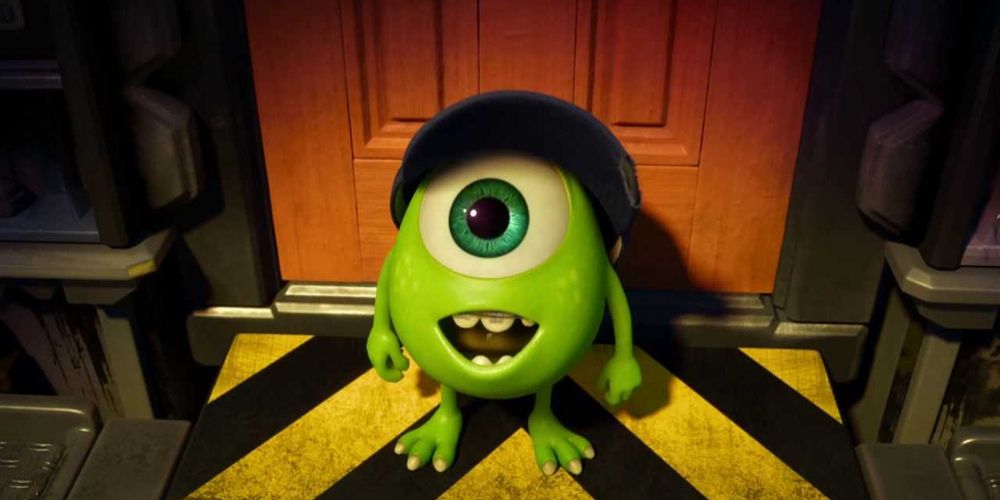 A young Mike looking happy and surprised in Monsters University
