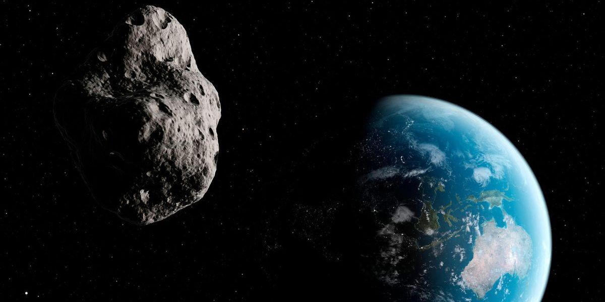 NASA render of an asteroid coming towards Earth