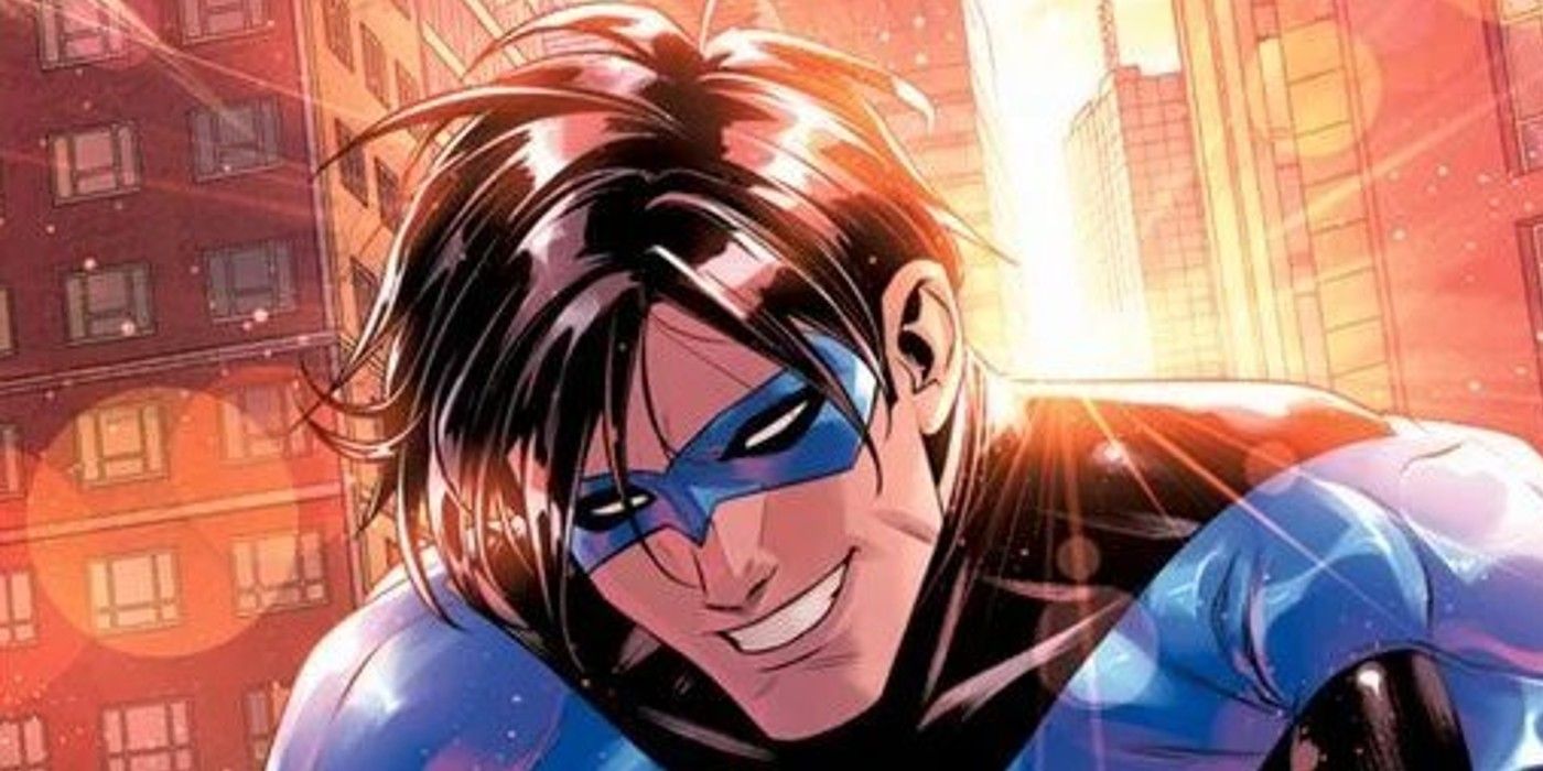 Nightwing smiling in the comics