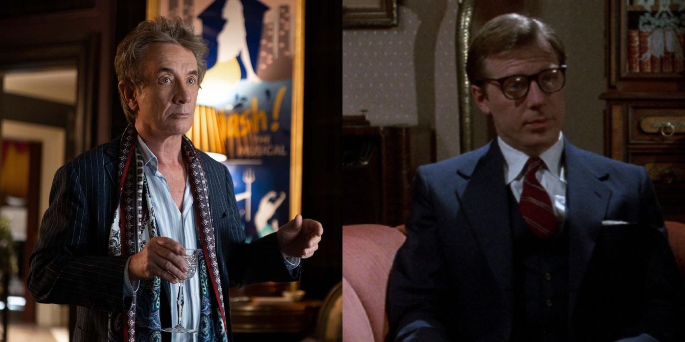 Split image of Oliver Putnam in Only Murders and Mr. Green in Clue