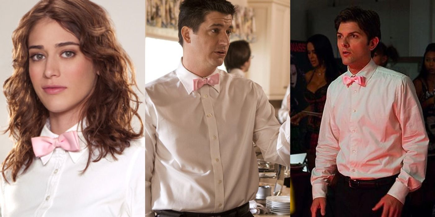 Collage of Lizzy Caplan, Adam Scott, and Ken Marino in Party Down.