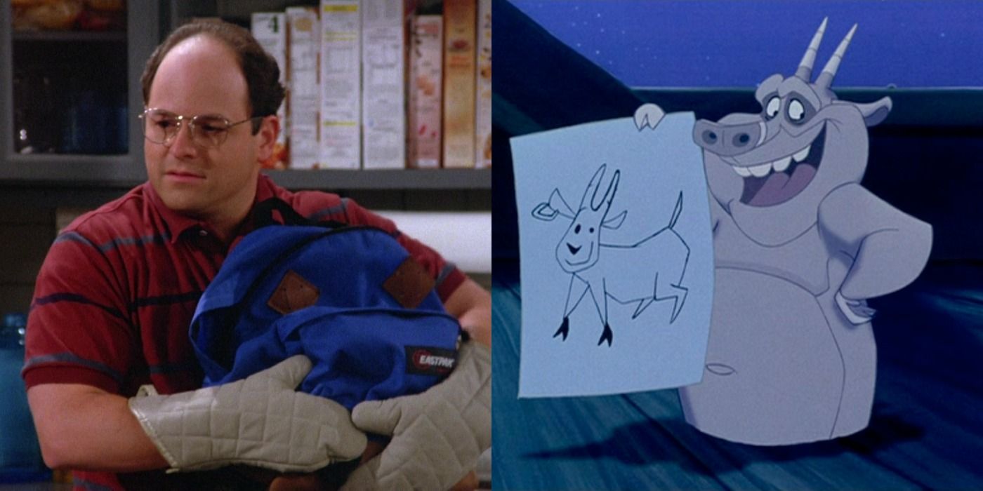 Split image of George and Hugo - Seinfeld and Disney