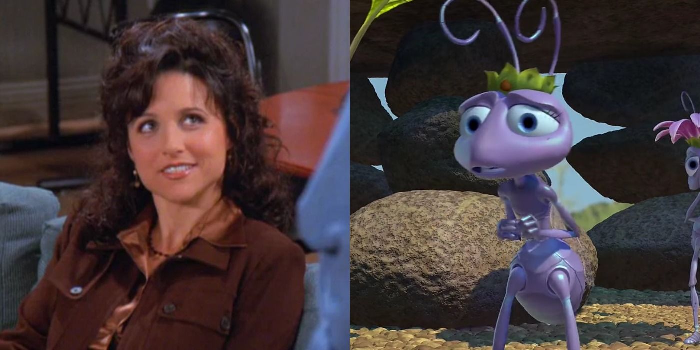 Split image of Elaine and Atta - Seinfeld and Disney