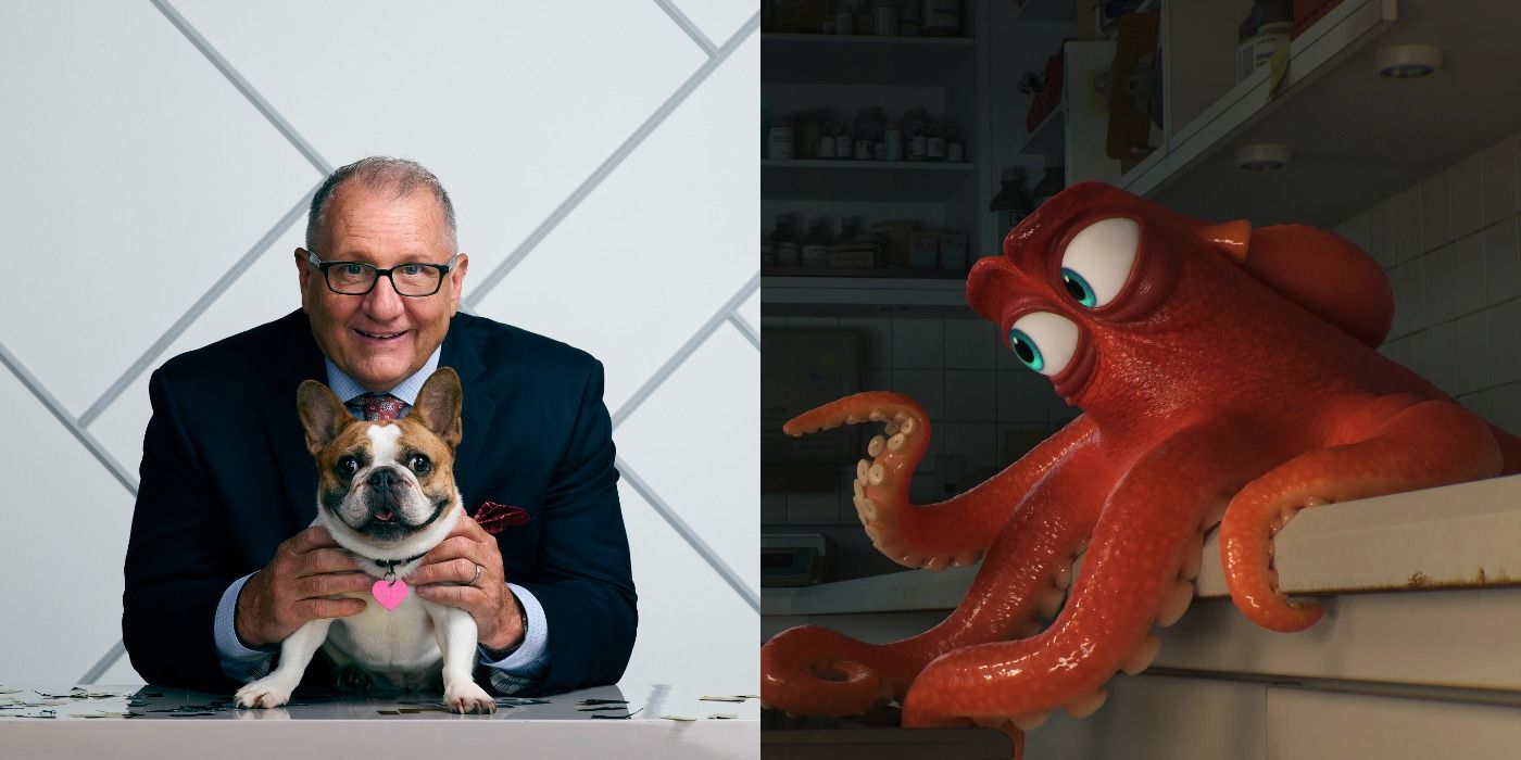 Split image of Jay, Stella and Hank from Finding Dory - Modern Family and Disney characters