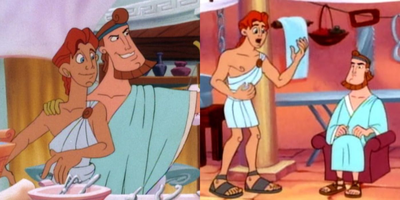 Split image of Hercule and Hippocrites in Hercules Animated Series