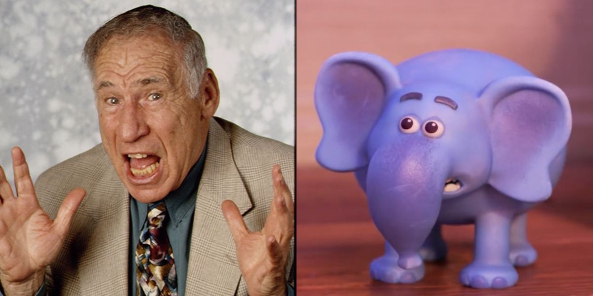 Mel Brooks pretends to act shocked next to Melephant Brooks from Toy Story 4.