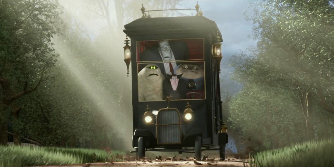 Griffin drives Count Dracula's hearse with Murray, Frank, Dracula and Wayne as his passengers in Hotel Transylvania.
